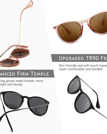 SUNGAIT Premium Vintage Round Sunglasses for Women Men Classic Retro Trendy Style