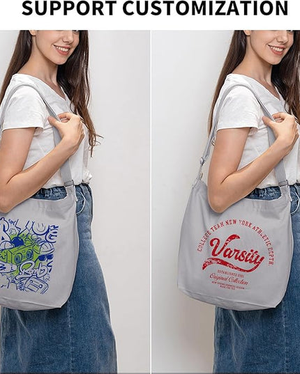 Women's blank large Size Canvas Crossbody Tote Handbags Shoulder Bag