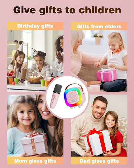 Mini Karaoke Machine Speaker for Kids Adults, Portable Bluetooth with 1 Wireless Microphones, Children's Day Birthday Gift Ideas for Toys for Teens Boys and Girls Aged 4, 5, 6, 7, 8, 9, 10, 11, 12+