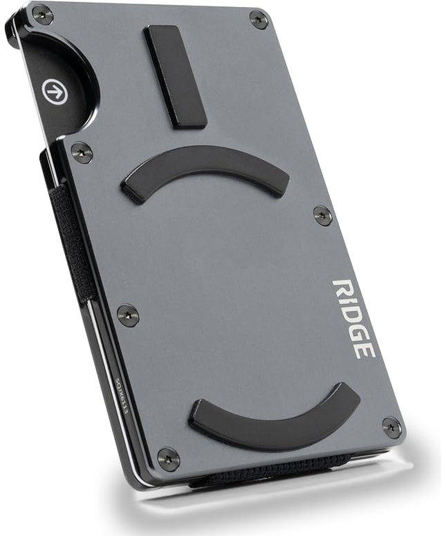 Ridge Wallets for Men Compatible with Magsafe - Slim Minimalist Compact Wallet and Card Holder, RFID Protected Front Pocket Wallets for Men with Integrated Cash Strap (Gunmetal)