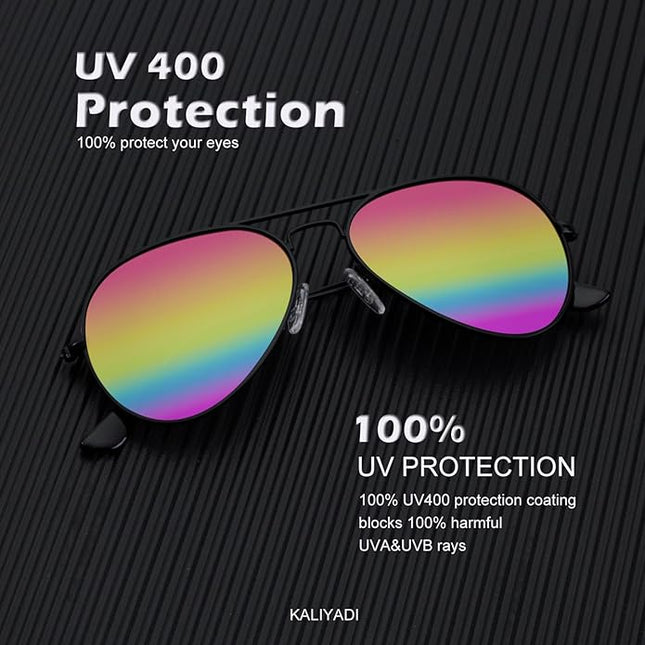 KALIYADI Classic Aviator Sunglasses for Men Women Driving Sun glasses Polarized Lens UV Blocking