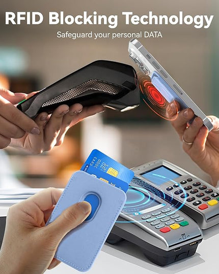 Magnetic Wallet Cell Phone Card Holder for Phone Case with Mag-Safe, Stronger Magnetic RFID Leather Phone Wallet Stick on Series of iPhone 17/16/15/14/13/12 and Pro/Promax, Purple