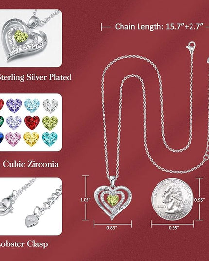 REDBEE Necklaces for Women Birthstone Heart Necklace Jewelry for Wife Girlfriend Woman Necklace