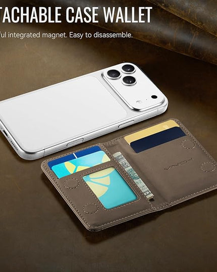Vinich for MagSafe Wallet Magnetic RFID Blocking Card Holder Compatible with MagSafe Phones and Cases, Strong Magnet Minimalist Phone Wallet for iPhone 17/16/15/14/13/12/Pro/Max/Plus, Vintage Brown