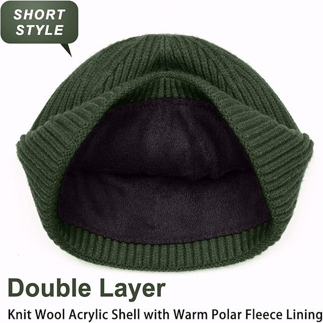 ROYBENS Wool Fisherman Beanie for Men Women, Knit Cuffed Fleece Lined Beanies Winter Warm Hat Skull Cap Unisex
