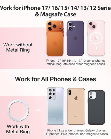 VICSEED for MagSafe Car Mount [Upgraded Strongest Magnet Power] Magnetic Phone Holder for Car Vent 360 Adjustable Magnetic Car Phone Holder Mount for iPhone 15 14 13 12 Pro Max Plus Mini, Pink