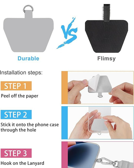 SHANSHUI Phone Lanyard, 2 Pack Phone Lanyard Strap 2 Pcs Durable Tether Tab Patches Universal Nylon Phone Neck Phone Charm Lanyard Compatible for iPhone, All Most Smartphones (Black, Grey)