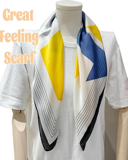 kcctoo 27.5" Mulberry Silk Feeling Head Scarf Women's Fashion Square Neck Satin Scarfs for Bag Hair Scarves Gift