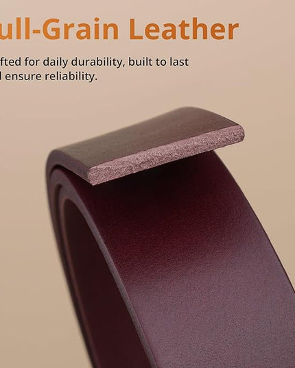 Buffway Men’s Full Grain Leather Belt – Solid One-Piece Leather, 1.5” Wide for Jeans & Business Casual, Gift Box Included