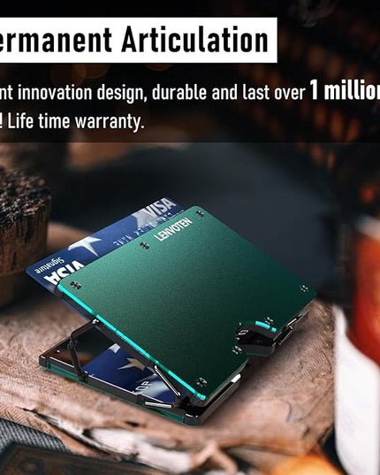Lenvoten Extra Durable Hinged Minimalist Wallet for Men | Slim Metal RFID Blocking Wallet | Credit Card Holder & Money Clip Holds 20 Cards | Premium Scratch-Resistant Finish | Ideal Gift for Men