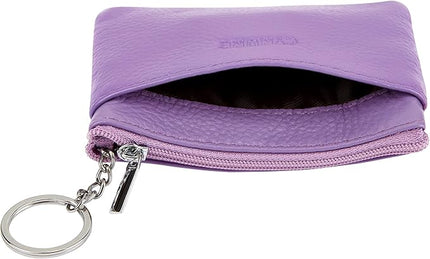 Women's Genuine Leather Coin Purse Mini Pouch Change Wallet with Keychain