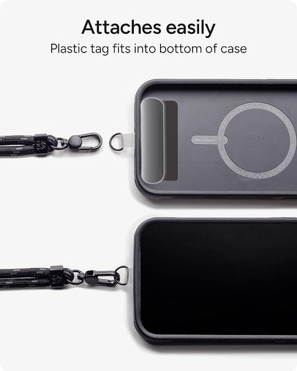 ZAGG Crossbody Lanyard for Phone Cases with Lanyard Attach Points – Adjustable Durable Nylon Strap with Tear-Proof Tab – Comfortable Hands-Free Carry, Black