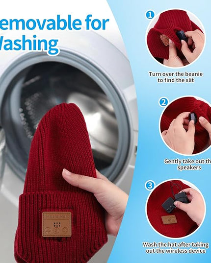 Bluetooth Beanie for Men Women, HD Stereo Sound Beanie with Headphones, Unique Tech Gifts for Men Husband Him Teen