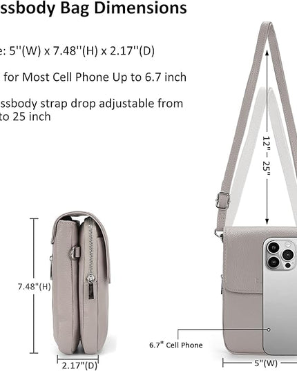 befen Genuine Leather Small Crossbody Bags for Women, Cell Phone Cross body Purse Bag with RFID Blocking Card Slots