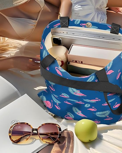 Canvas Tote Bag for Women，Cute Heavy-Duty Shoulder Bag with Zipper Pocket -Travel Tote for Grocery, Gym,Shopping