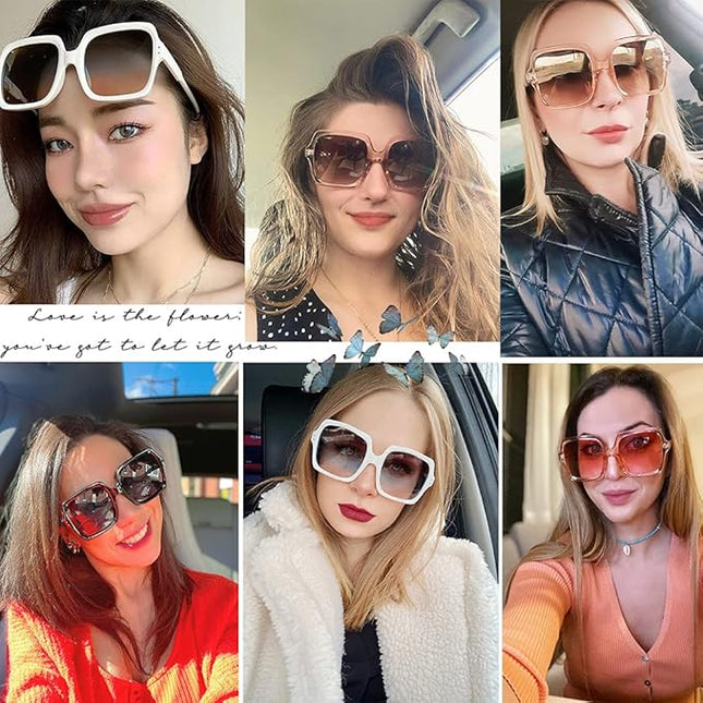 Dollger Oversized Square Sunglasses for Women Big Large Wide Fashion Shades for Men UV Protection Unisex
