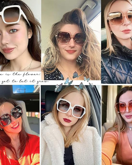 Dollger Oversized Square Sunglasses for Women Big Large Wide Fashion Shades for Men UV Protection Unisex