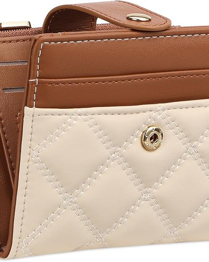 FALAN MULE Small Wallets Woman Leather Bifold RFID Blocking Card Holder With Zipper Coin Pocket