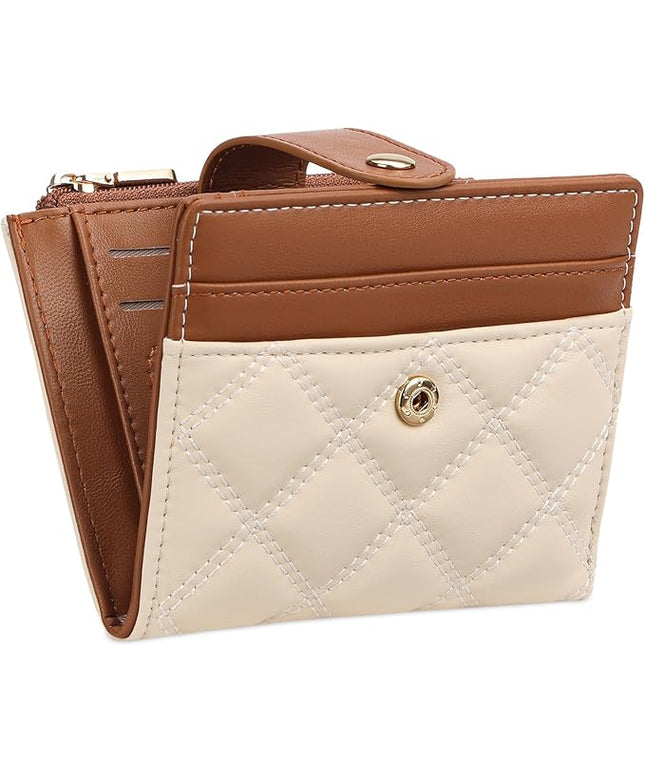 FALAN MULE Small Wallets Woman Leather Bifold RFID Blocking Card Holder With Zipper Coin Pocket