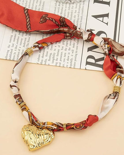 HETICA Scarf Necklace for Women Silk Western Charm Necklaces Fashion Accessory Jewelry Gift