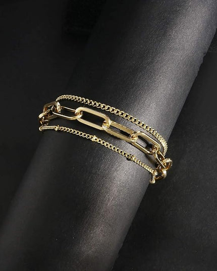 Waterproof Gold Chain Bracelet For Women Non Tarnish,14K Gold Plated Link Dainty Bracelets Stake Layered Bracelet Set Hypoallergen Gold Jewelry
