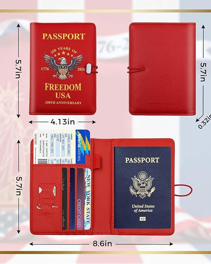 Melsbrinna Premium Leather Passport Holder Covers Case, Waterproof Rfid Blocking Travel Wallet Passport Holder with Pen Holder, Cute Passport Book for Women/Men