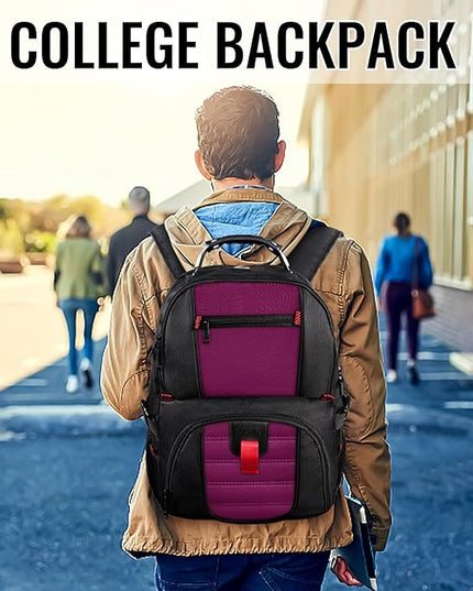 YOREPEK 18.4 Laptop Backpack, Large Backpacks Fit Most 18 Inch Laptop with USB Charger Port, TSA Friendly Flight Approved Weekend Carry on Backpack with Luggage Strap for Men and Women, Purple