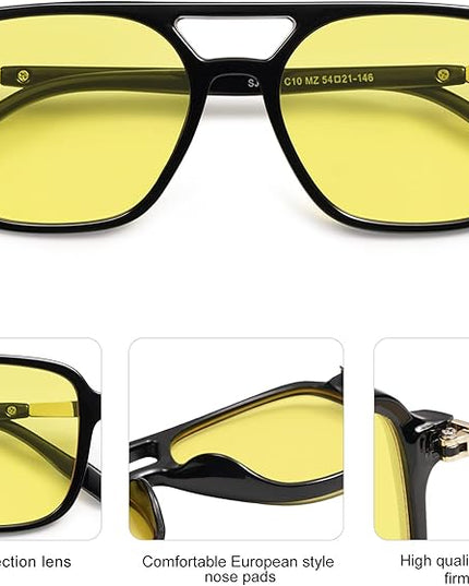 SOJOS Retro Aviator Sunglasses for Women Men,Trendy Rectangle Womens Mens Shades Sun Glasses SJ2202