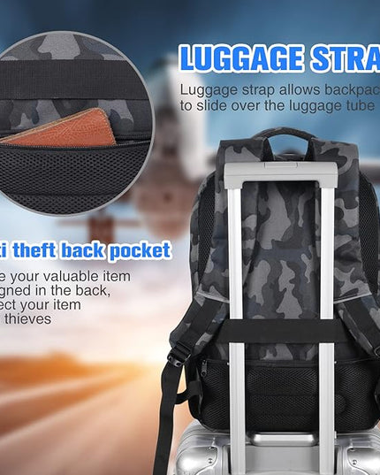 Paude Backpack for Men,College Backpack School Bookbag for Teens,Laptop Bookbag with USB Port and Headphone Hole