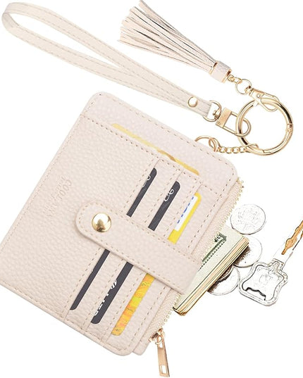 COOLANS Silicone Bracelet Wristlet Wallet Credit Card Holder RFID,ID Window,Key Ring Tassel,Slim Wallet Women Keychain Purse