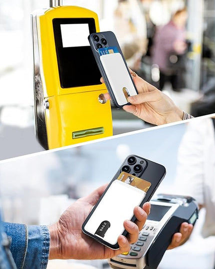Senose Card Holder for Phone Case, Silicone Phone Wallet Stick On Credit Card Holder, Id Card Pouch Compatible for iPhone 16/15/14/13/12 Pro Max Samsung Galaxy and Most Smartphones, 3 Pack (White)
