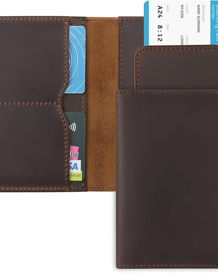 Jack&Chris Leather Passport Holder, Handmade Passport cover, Travel Wallet Cover Case for Men and Women, Leather Travel Documents Organizer Protector, JC107