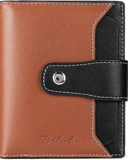 BOSTANTEN Women Leather Wallet RFID Blocking Small Bifold Zipper Pocket Wallet Card Case Purse with ID Window