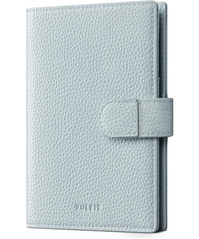VULKIT Leather Passport Travel Wallet for 2 Passports Pocket Slim Double Passport Holder RFID Blocking with ID Window for Women or Men