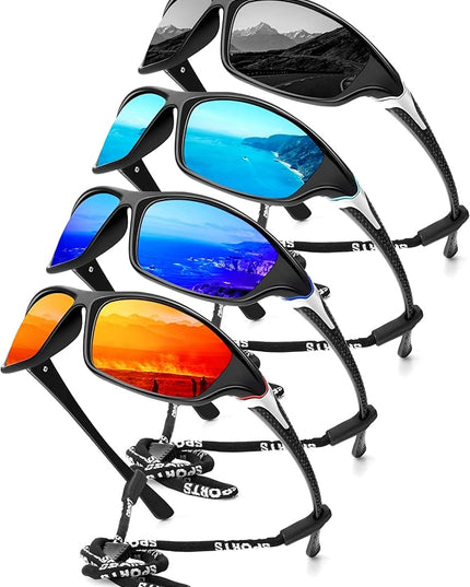KALIYADI 4 Pack Polarized Sunglasses-Men Sports Sun-glasses: Mens Sunglasses UV Protection for Fishing Driving Cycling