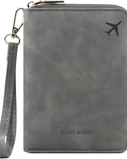 Passport Holder for Travel Women and Men RFID Passport Holder with Card Slots Holder Passport Case Passport cover Passport Wallet Travel Essentials and Accessories (Short Zipper, SZH-Grey)