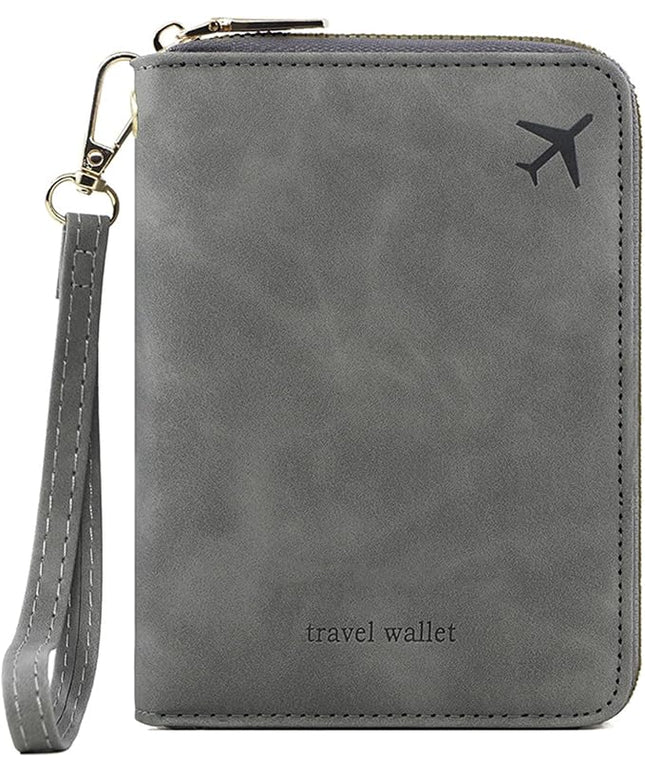 Passport Holder for Travel Women and Men RFID Passport Holder with Card Slots Holder Passport Case Passport cover Passport Wallet Travel Essentials and Accessories (Short Zipper, SZH-Grey)
