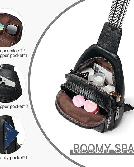 7L Sling Bag for Women Men Vegan Leather Crossbody Bags Fanny Pack Purse Backpack Over Shoulder Bag Travel Anti Theft