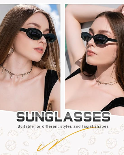 DANAMY Sunglasses Womens Retro Oval Sunglasses for Women Men Fashion Small Oval Sun Glasses 90s Vintage Driving Shades