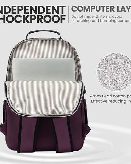 LOVEVOOK Laptop Backpack for Women 18.4 inch,Cute Womens Travel Backpack Purse,Professional Laptop Computer Bag,Waterproof Work Business College Teacher Bag Carry on Backpack with USB Port,Deep Purple