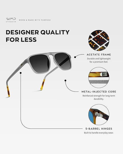 WearMe Pro Polarized Modern Aviator One-Bridge Square Mens Sunglasses