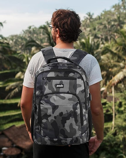 Paude Backpack for Men,College Backpack School Bookbag for Teens,Laptop Bookbag with USB Port and Headphone Hole