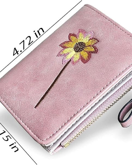 AOXONEL Girls Wallet Small Bifold Womens Wallets Rfid,Compact Female Cute Mini Zipper Coin Card Purse for Teen Girl Kids (Pink)