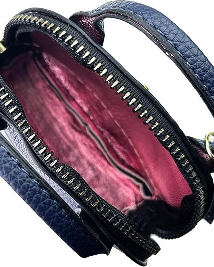 Plinvo Cute Genuine Leather Keychain Coin Purse for Women with Tassels Mini Change Pouch Brown (Royal Blue)