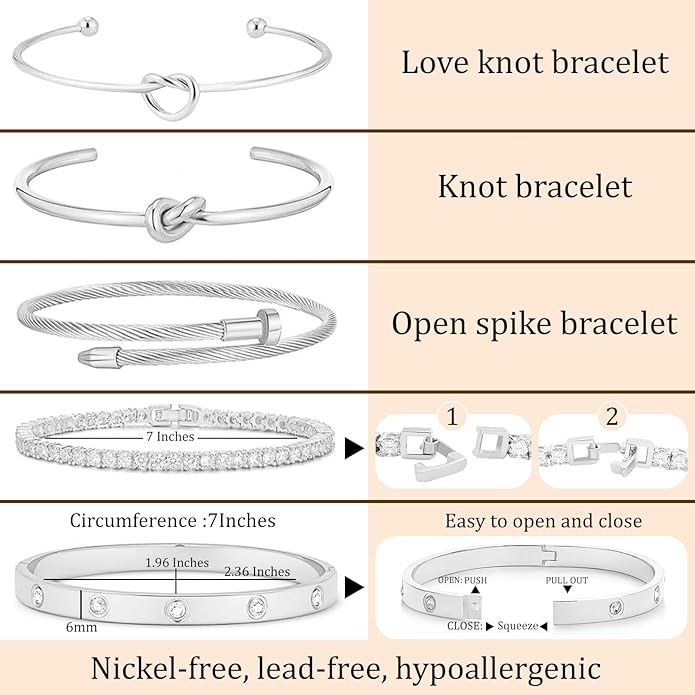 18 K Gold Plated Love Bangle Bracelet Stack Cuff Jewelry for Women Jewelry Set for Women Gift with Box