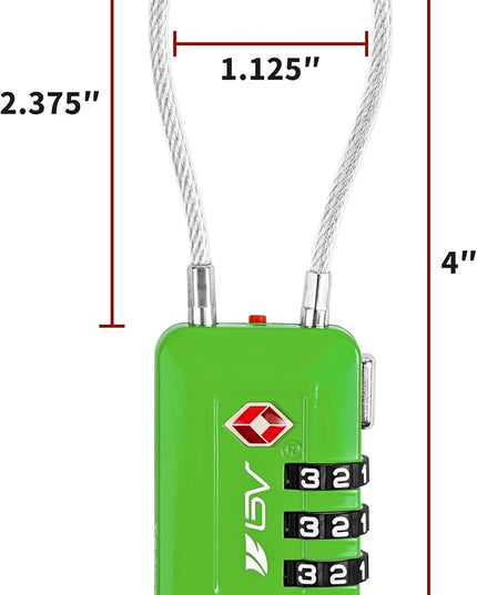 TSA Accepted Luggage Travel Lock, Set-Your-Own Combination Lock for School Gym Locker, Luggage Suitcase Baggage Locks, Filing Cabinets, Toolbox, Case(Green, 4 Pack)
