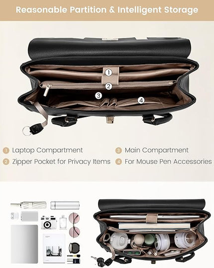 LOVEVOOK Laptop Bag for Women Work Tote Messenger Bag Waterproof Business Office Professional Handbag Shoulder Bag