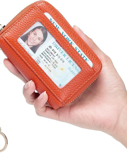 imeetu RFID Credit Card Holder, Small Leather Zipper Card Case Wallet for Women