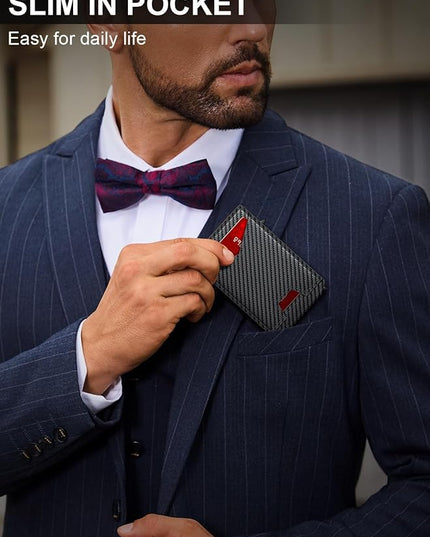 GHUKY Wallet for Men RFID Wallet with Money Clip, Slim Pop Up Card Holder for 10-12 Cards, Minimalist Smart Credit Card Case with ID Window, Bifold Metal Wallet for Front Pocket, Gifts for Men
