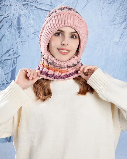HUAMULAN Women Winter Beanie Hats One Piece Fleece Lined Knit Balaclavas Mask Set Skull Neck Circle Scarf Ski Snow Hat Pompom